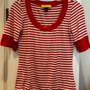 St. John Fitted Red and White Striped Tee